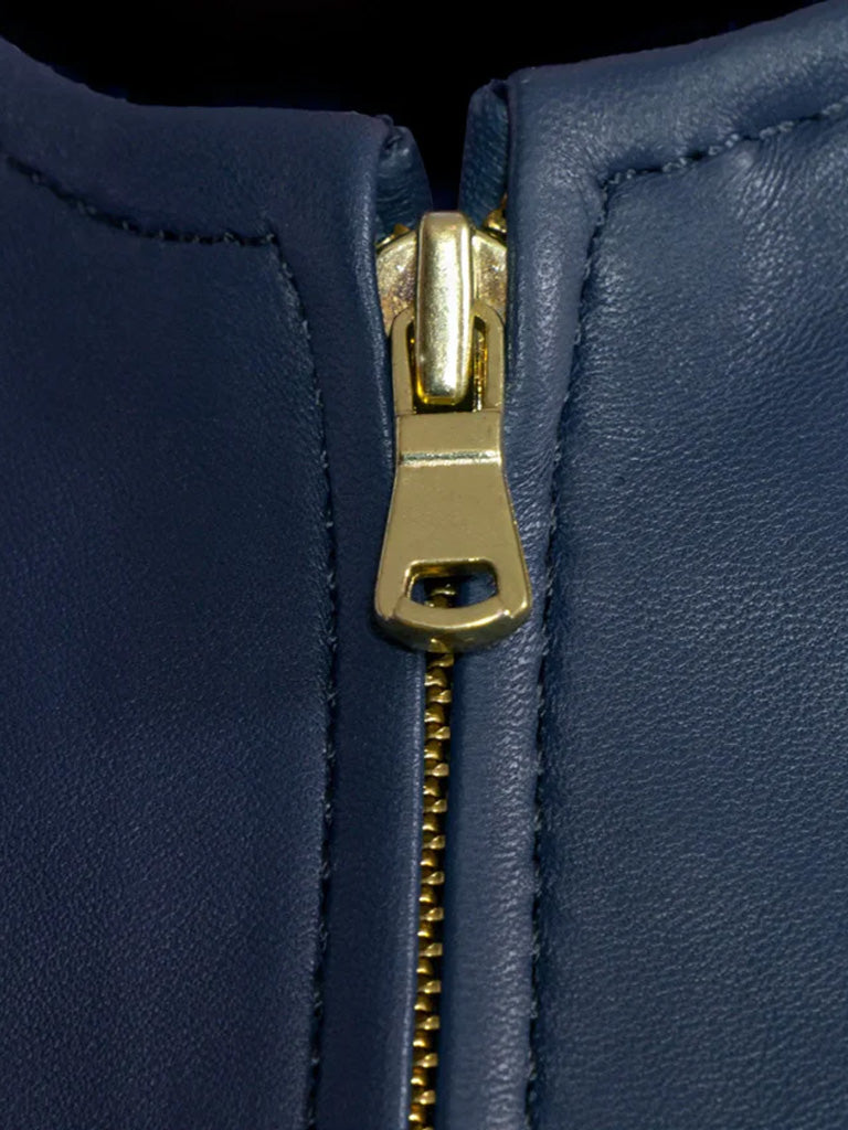 Blue Collar Less Biker Leather Jacket - The Leather Jackets