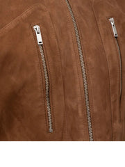 Women’s Rust Brown Suede Biker Leather Jacket