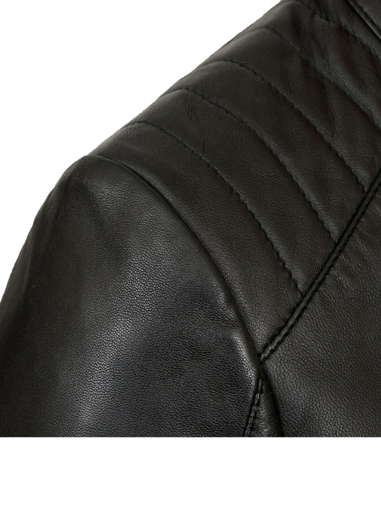 Biker Black Genuine Leather Jacket - The Leather Jackets