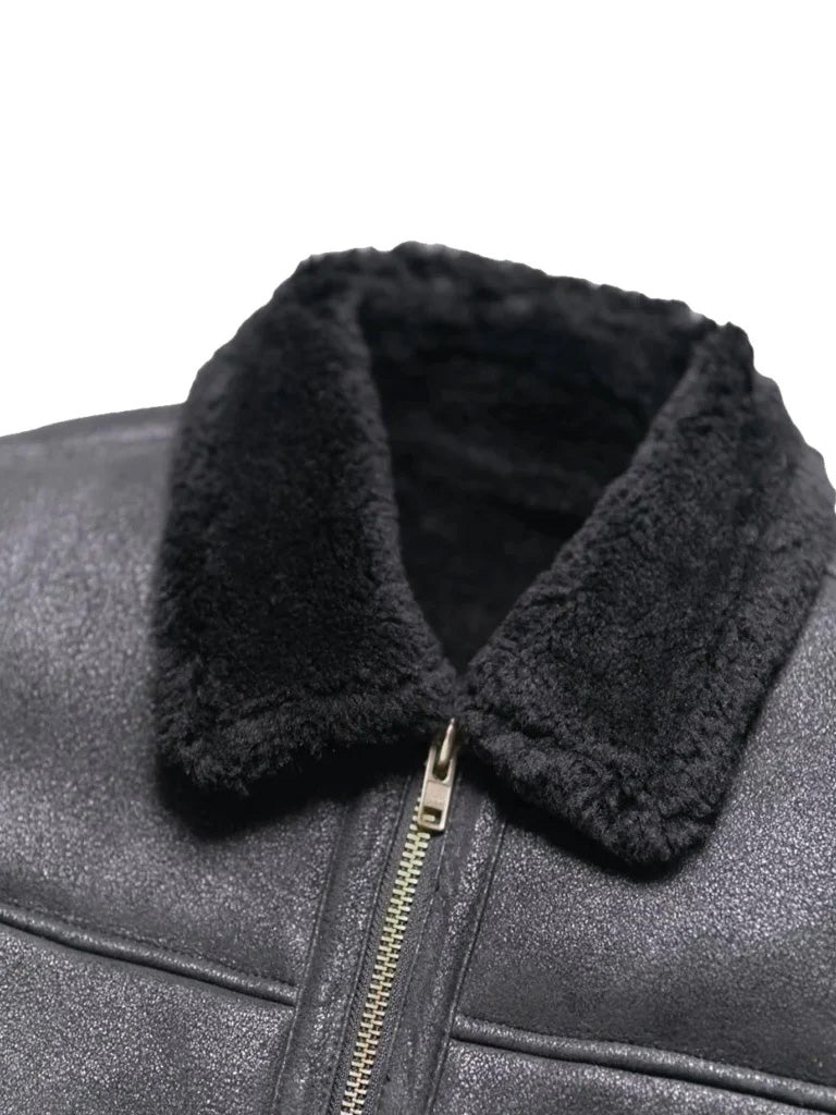 Black Shearling Leather Jacket - The Leather Jackets