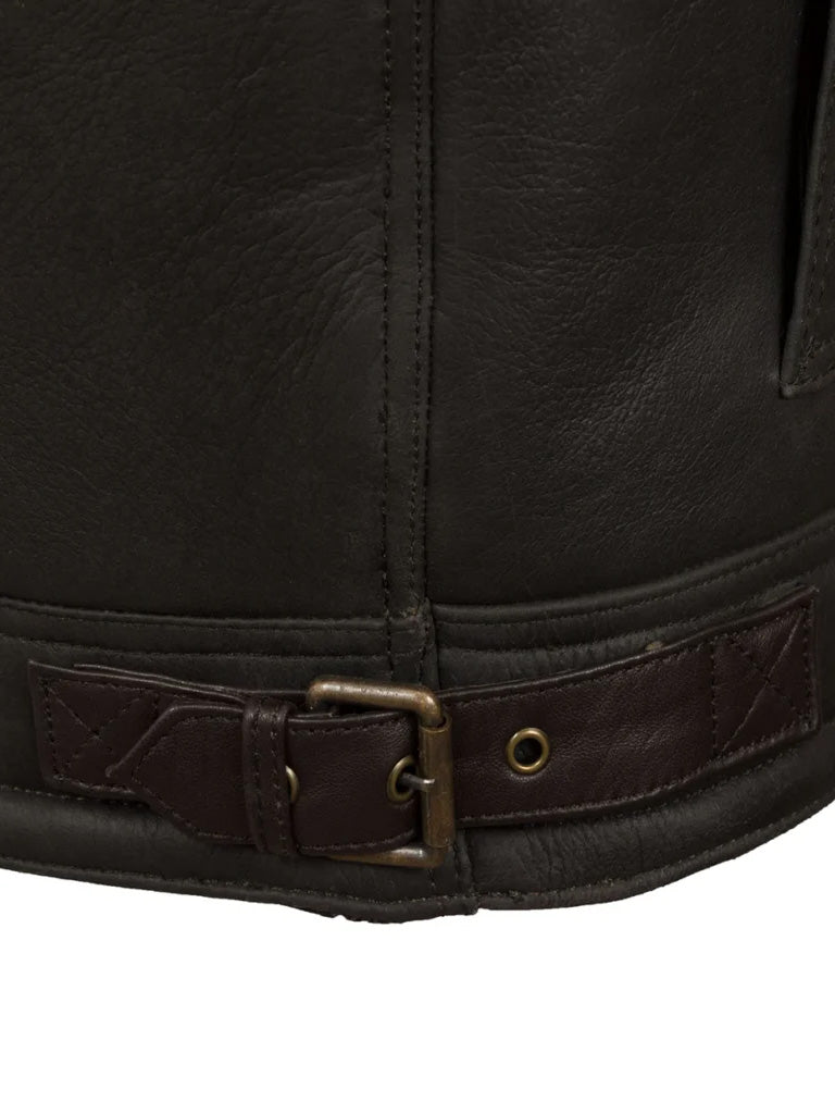 Brown Shearling Style Black Leather Jacket - The Leather Jackets