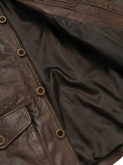 Chocolate Brown Trucker Style Leather Jacket - The Leather Jackets