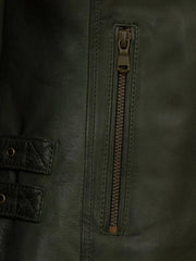 Green Notch Style Biker Leather Jacket - The Leather Jackets