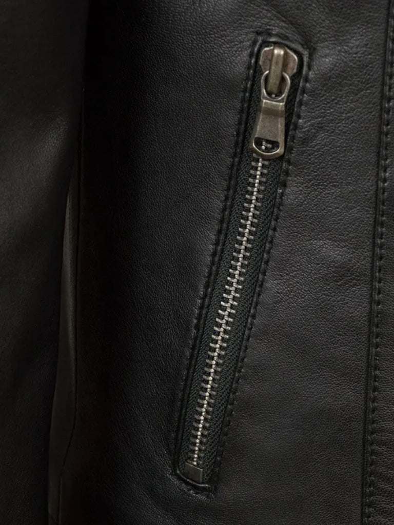 Biker Black Genuine Leather Jacket - The Leather Jackets