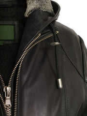 Black Hooded Genuine Leather Jacket - The Leather Jackets