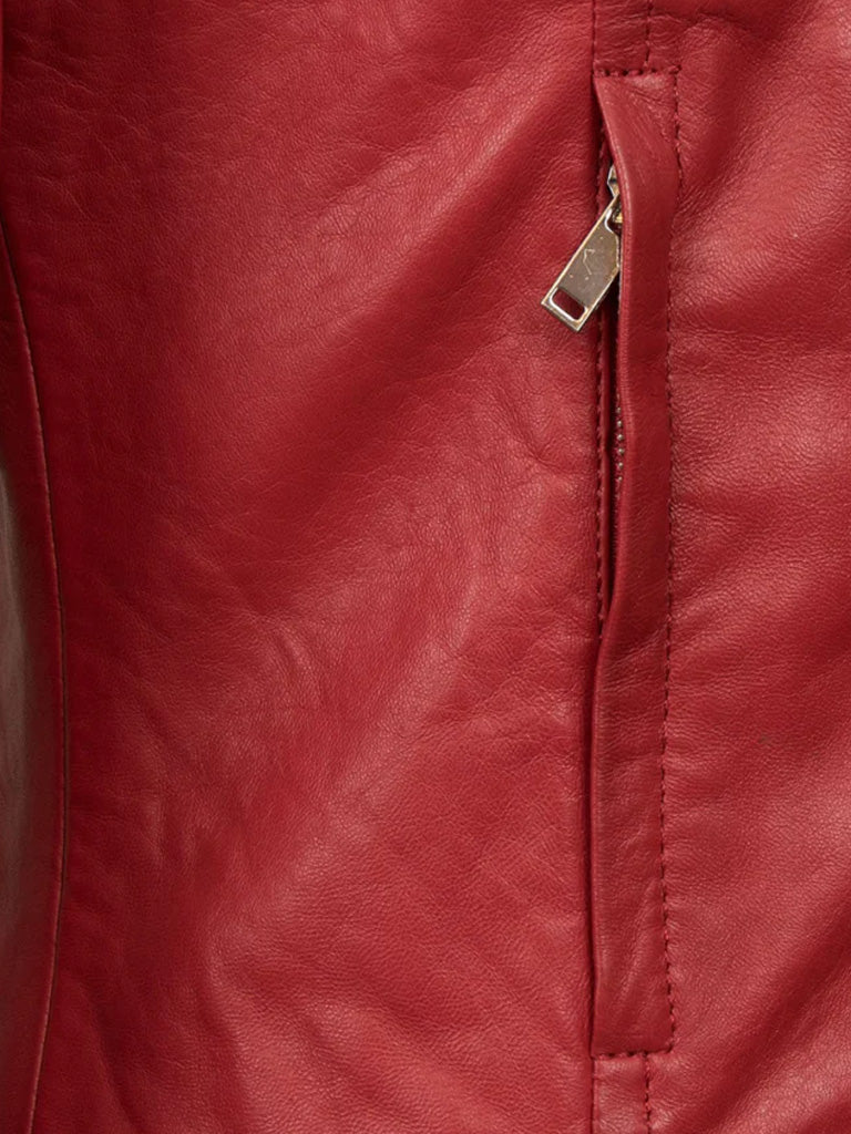 Red Biker Leather Jacket - The Leather Jackets