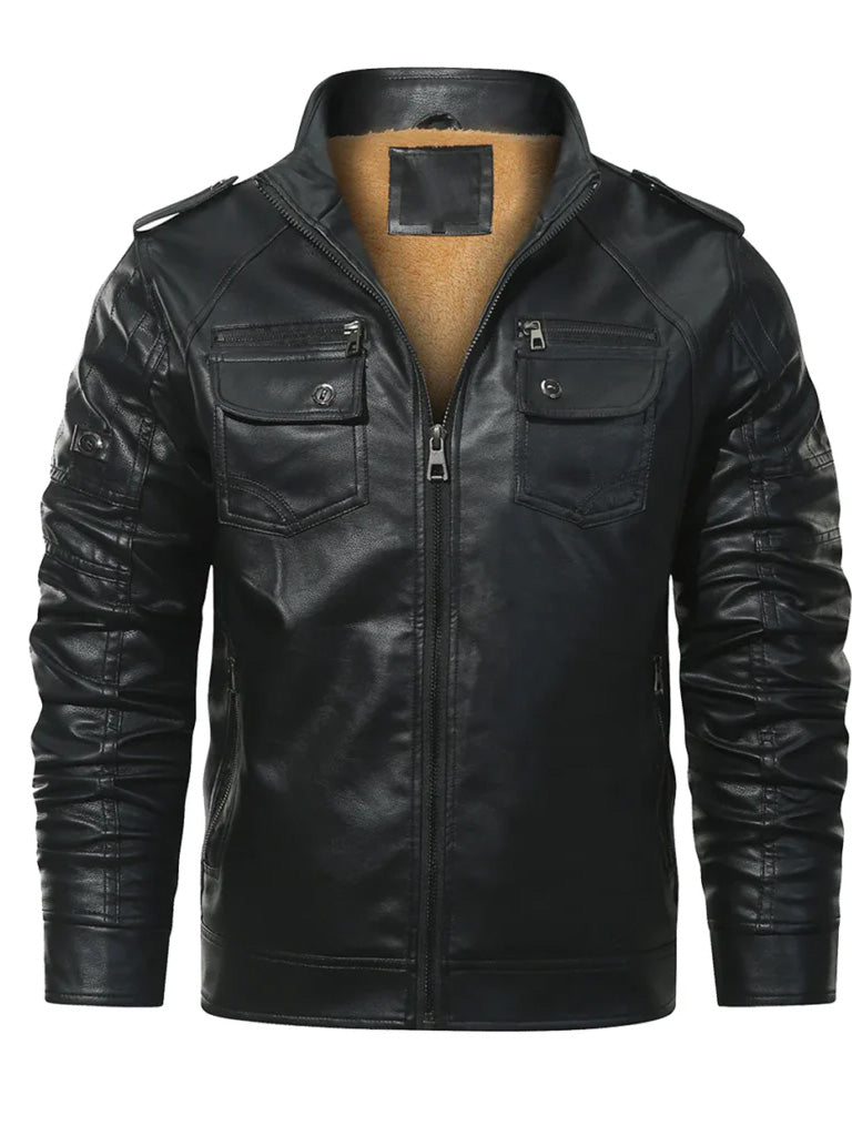Biker Trucker Style Leather Jacket - The Leather Jackets