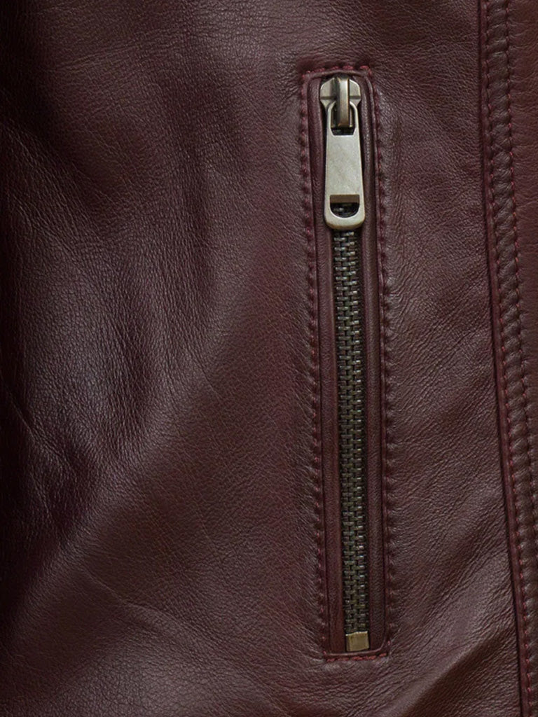 Burgundy Biker Leather Jacket - The Leather Jackets