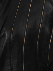 Black Biker Stand Collar Genuine Leather Jacket - The Leather Jackets