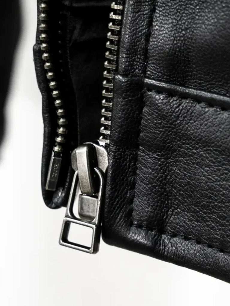 White Stripes Black Biker Leather Jacket - The Leather Jackets