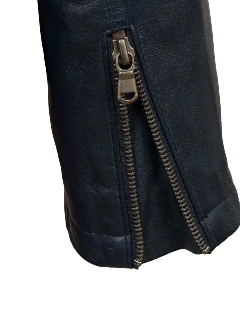 Biker Short Rounded Black Leather Jacket - The Leather Jackets