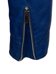 Blue Leather Biker Jacket - The Leather Jackets