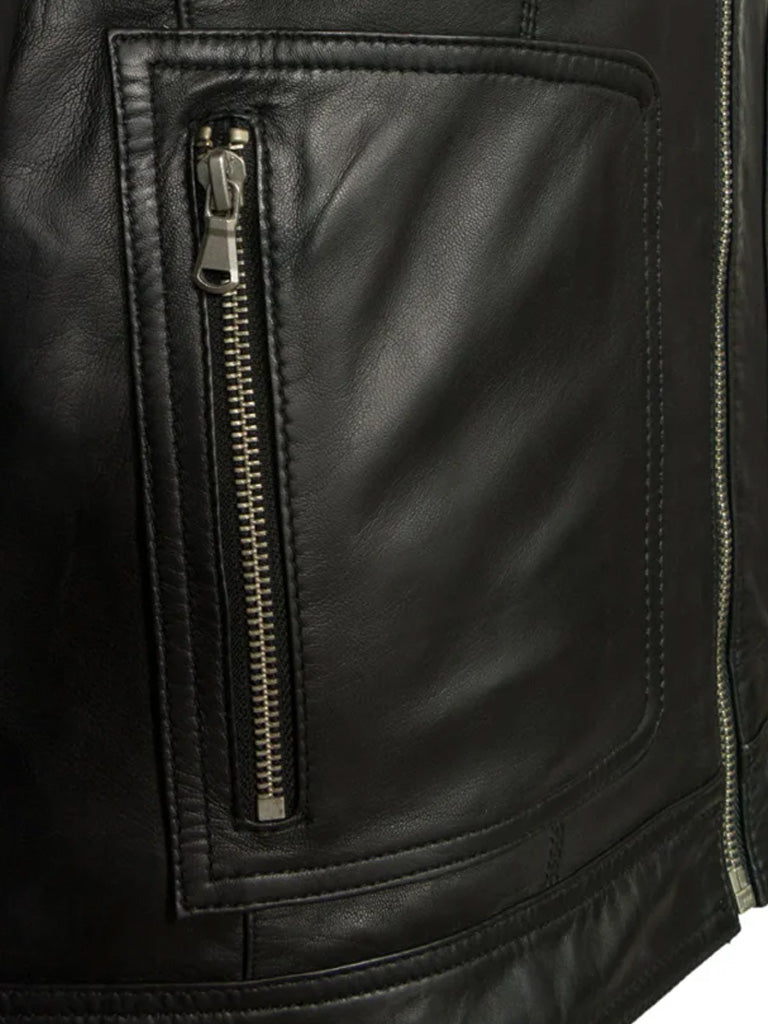 Black Hooded Genuine Leather Jacket - The Leather Jackets
