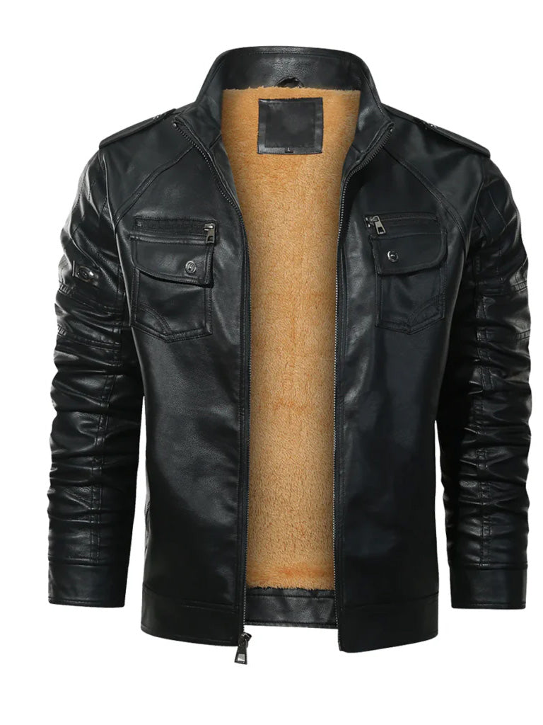 Biker Trucker Style Leather Jacket - The Leather Jackets