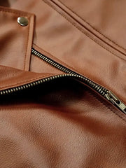 Biker Lapel Style Brown Leather Jacket - The Leather Jackets