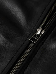 White Stripes Black Biker Leather Jacket - The Leather Jackets