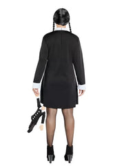 Wednesday Addams Black Button Dress Costume with White Collar