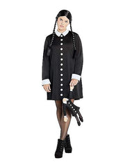 Wednesday Addams Black Button Dress Costume with White Collar