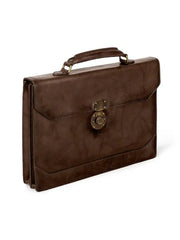 Handmade Brown Leather Briefcase for Men, Vintage Lock Business Bag