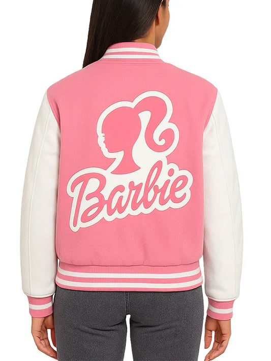 Barbie Pink Varsity Bomber Jacket for Women
