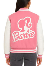 Barbie Pink Varsity Bomber Jacket For Women