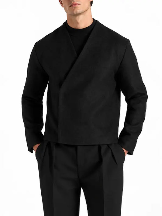 Kimono Minimal Wool-Blend Jacket – Black