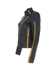 Black Biker Maple Leather Jacket