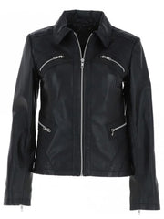 Black Cafe Racer Leather Jacket