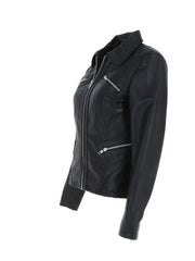 Black Cafe Racer Leather Jacket