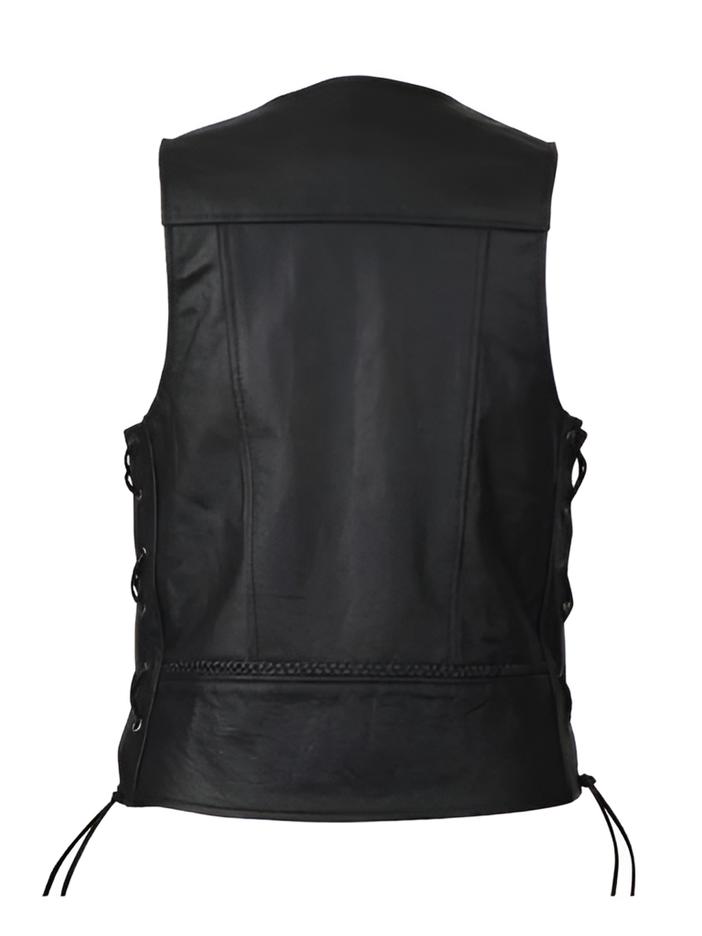 Black Leather Vest for Motorcycle Riding