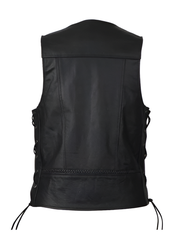 Black Leather Vest for Motorcycle Riding