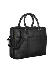 Premium Black Leather Laptop Briefcase for Men & Women