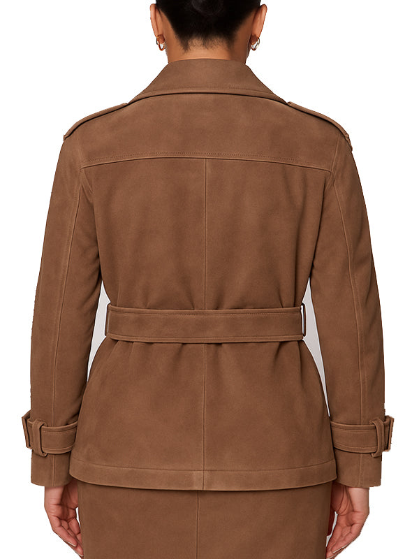 Brown Suede Belted Jacket women