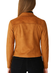 Brown Suede Leather Jacket for women