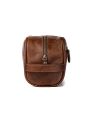 Handmade Brown Leather Toiletry Bag for Men, Premium Travel Dopp Kit