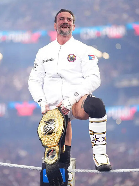 CM Punk WrestleMania White Bomber Jacket