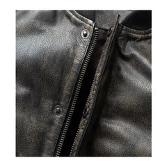 Cognac Dark Brown Bomber Leather Jacket - The Leather Jackets