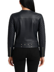 Celeste Studded Black Leather Jacket