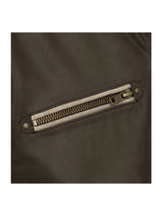 Chocolate Brown Stripes Biker Leather Jacket