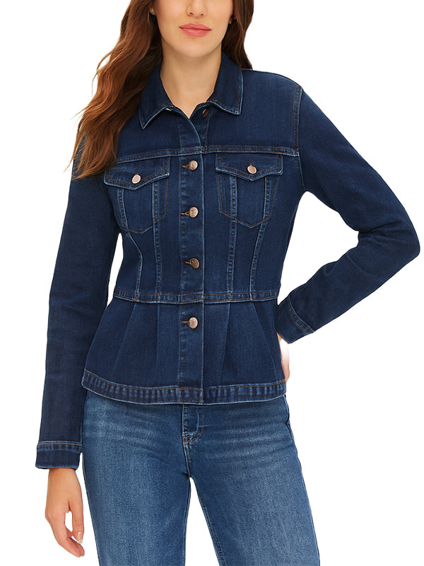 Classic Womens Dark Blue Denim Jacket