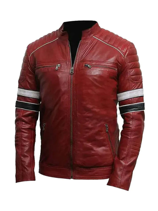Classic Biker Vintage Cafe Racer Genuine Leather Jacket - The Leather Jackets