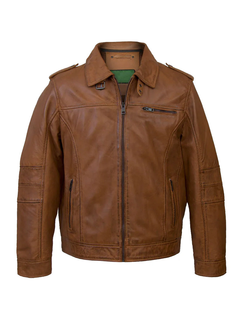 Classic Tan Brown Leather Jacket