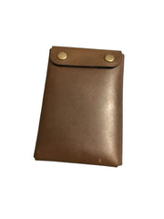 Handmade Brown Leather Card Holder Wallet with Snap Closure