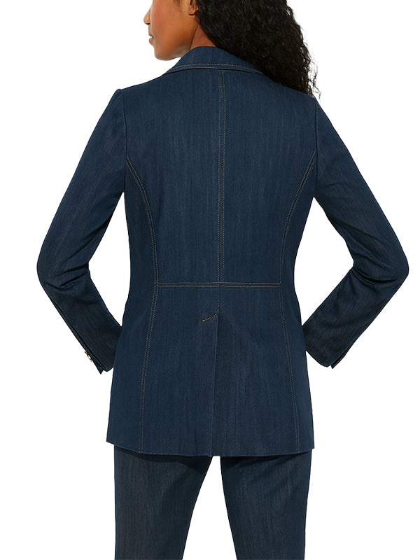 Dark Blue Denim Blazer Jacket