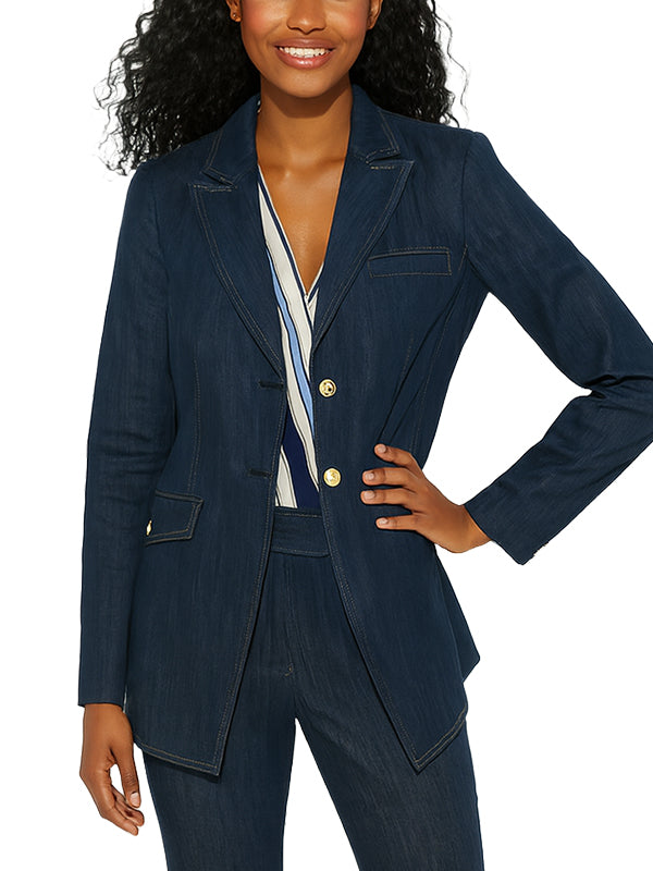 Dark Blue Womens Denim Blazer Jacket