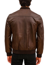 Dark Brown Bomber Leather Jacket Men