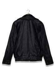Fashion Lapel Style Black Biker Leather Jacket - The Leather Jackets