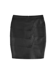Flaky Black Leather Mini Skirt – Stylish & Chic Layered Design