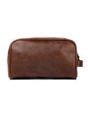 Handmade Brown Leather Toiletry Bag for Men, Premium Travel Dopp Kit