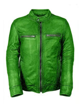 Green Vintage Real Biker Leathers Jacket